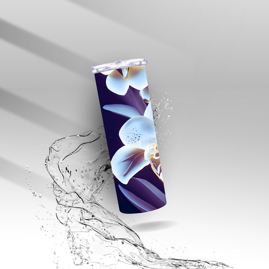 White Orchid Flower, Sublimation Insulated Tumbler