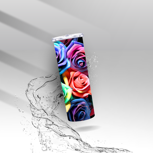 3D Rainbow Roses, Sublimation Insulated Tumbler