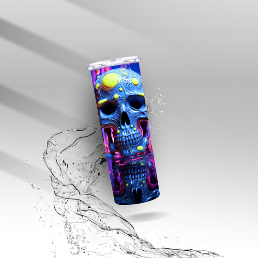 Funhouse Paint Drip Water Skull, Sublimation Insulated Tumbler