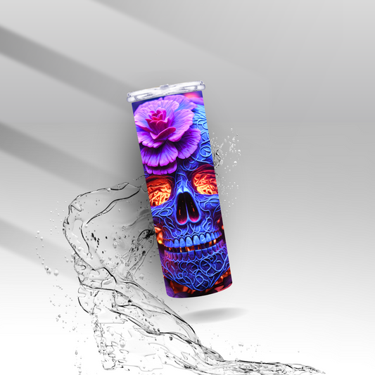 Fire & Ice Flower Skull, Sublimation Insulated Tumbler
