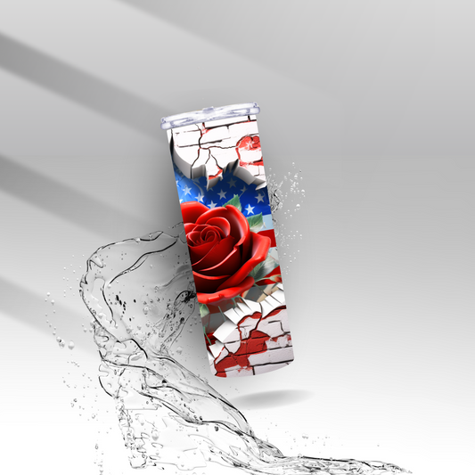 American Flag Roses, Sublimation Insulated Tumbler