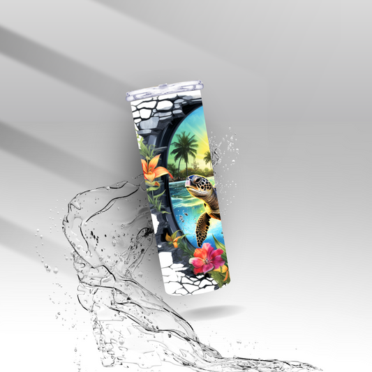 Cracked Wall Sea Turtle, Sublimation Insulated Tumbler