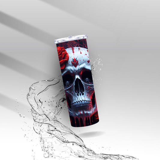 Haunted Red Rose Skull, Sublimation Insulated Tumbler