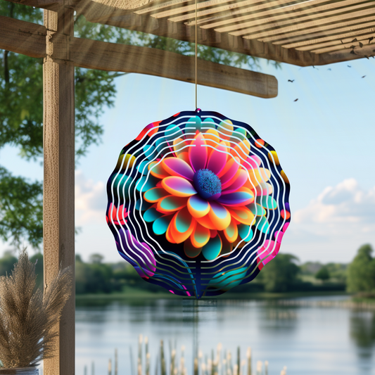 Beautiful Neon Daisy Designs, 10 Inch Garden Wind Spinner