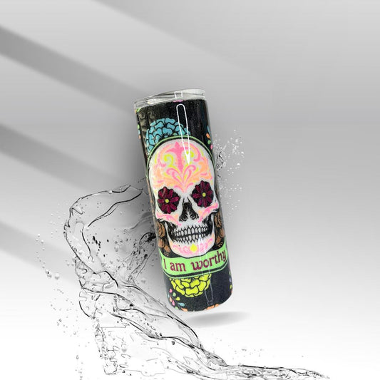 Day of the Dead, Glittered Epoxy Insulated Tumbler