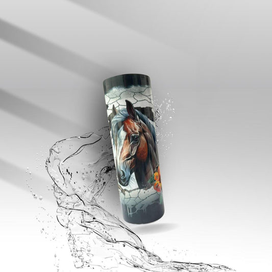 3D Cracked Wall Horse, Sublimated Custom Insulated Tumbler