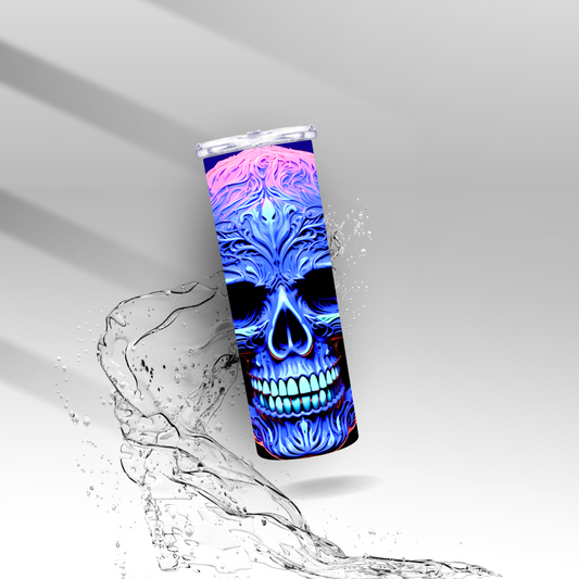 Neon Pink Blacklight Skull, Sublimation Insulated Tumbler