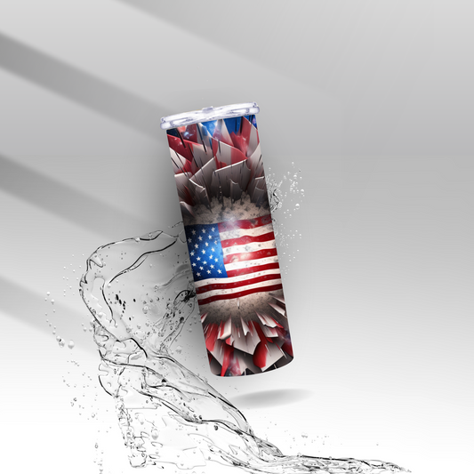 American Fireworks Explosion, Cracked Wall, Sublimation Insulated Tumbler