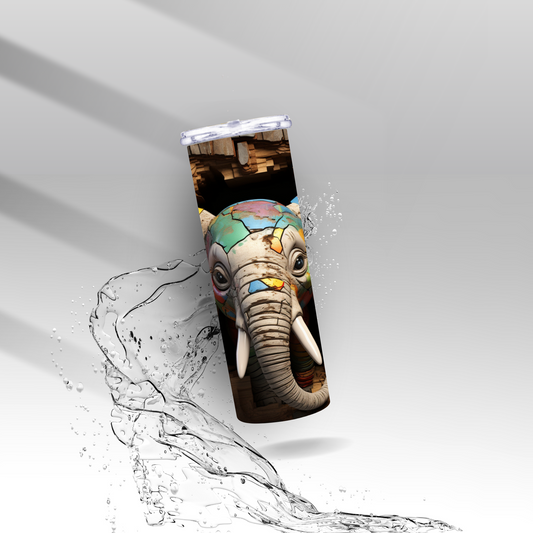 Grunge Wall Elephant, Sublimation Insulated Tumbler
