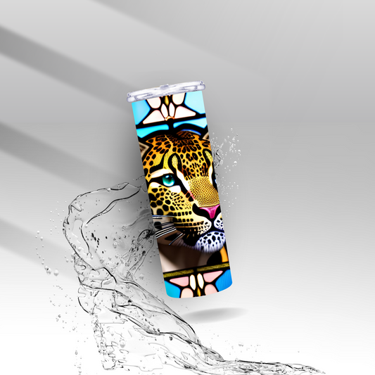 Stained Glass Leopard, Sublimation Insulated Tumbler