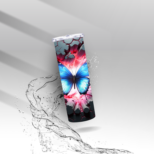 3D Cracked Wall Butterfly, Sublimation Insulated Tumbler