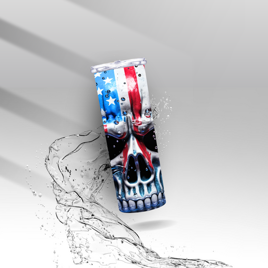 American Flag Skull, Sublimation Insulated Tumbler