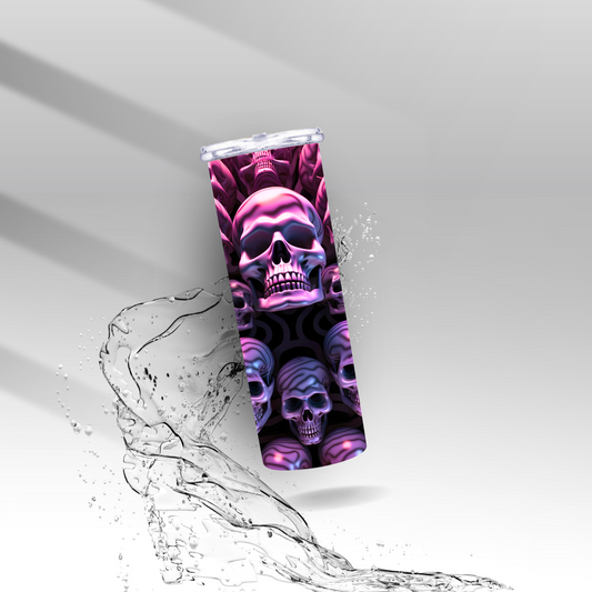 Pink Stacked Skulls, Sublimation Insulated Tumbler