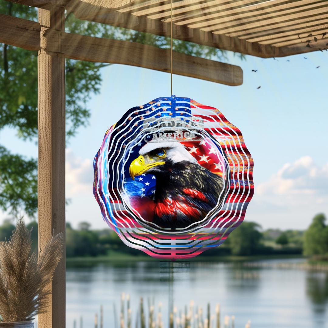 Made in America, American Flag, 10 inch Garden Wind Spinner