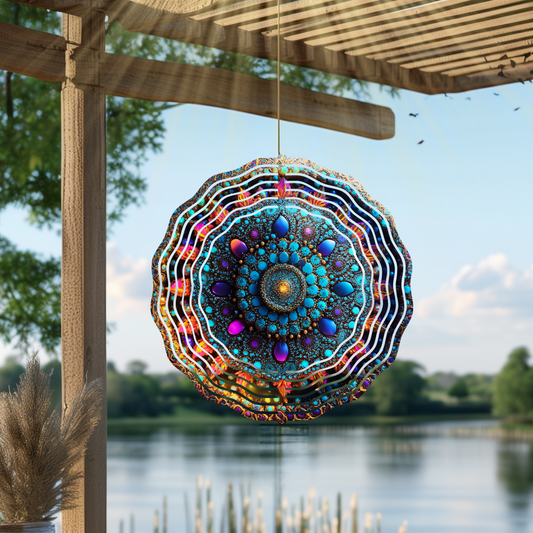 Intricate Mandela Designs, 10 Inch Garden Wind Spinner