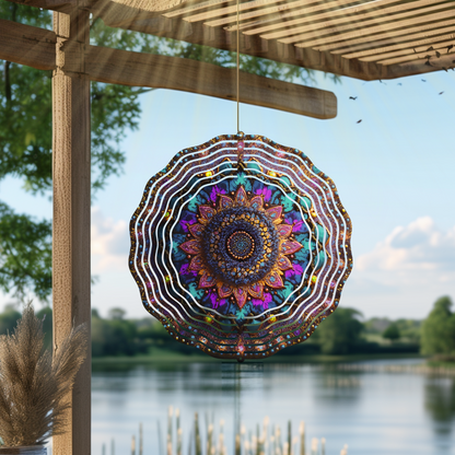 Intricate Mandela Designs, 10 Inch Garden Wind Spinner