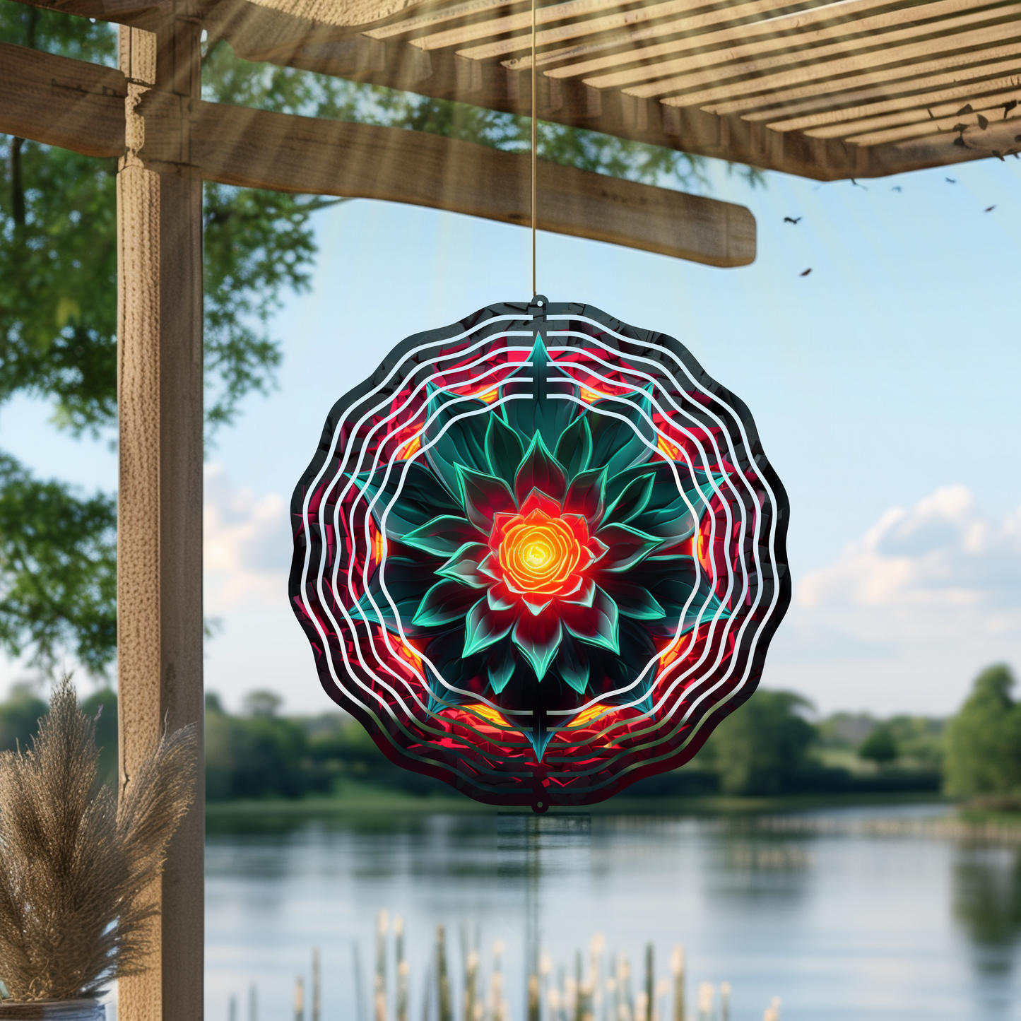 Beautiful Lotus Flower Designs, 10 Inch Garden Wind Spinner