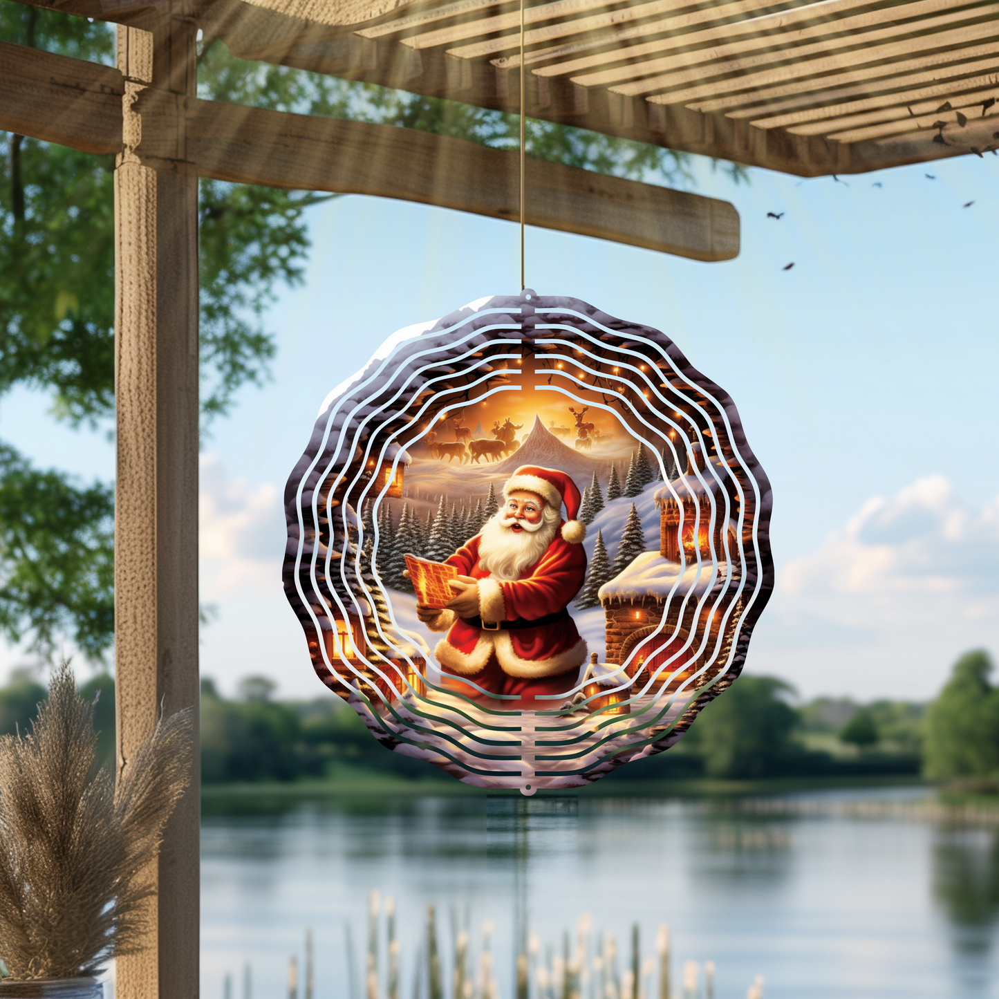 Santa Claus Designs, Christmas, 10 Inch Garden Wind Spinner
