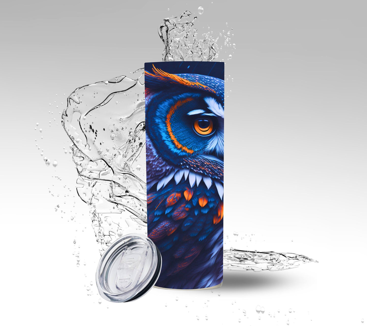 Orange & Blue Night Owl, Sublimation Insulated Tumbler