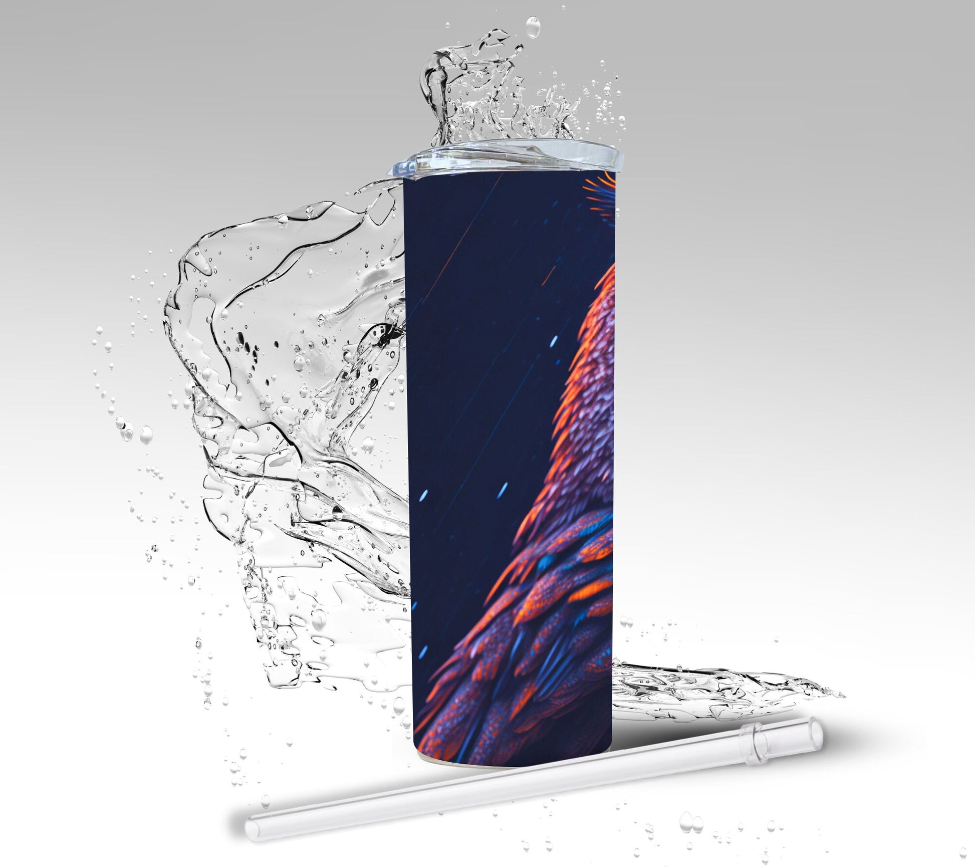 Orange & Blue Night Owl, Sublimation Insulated Tumbler