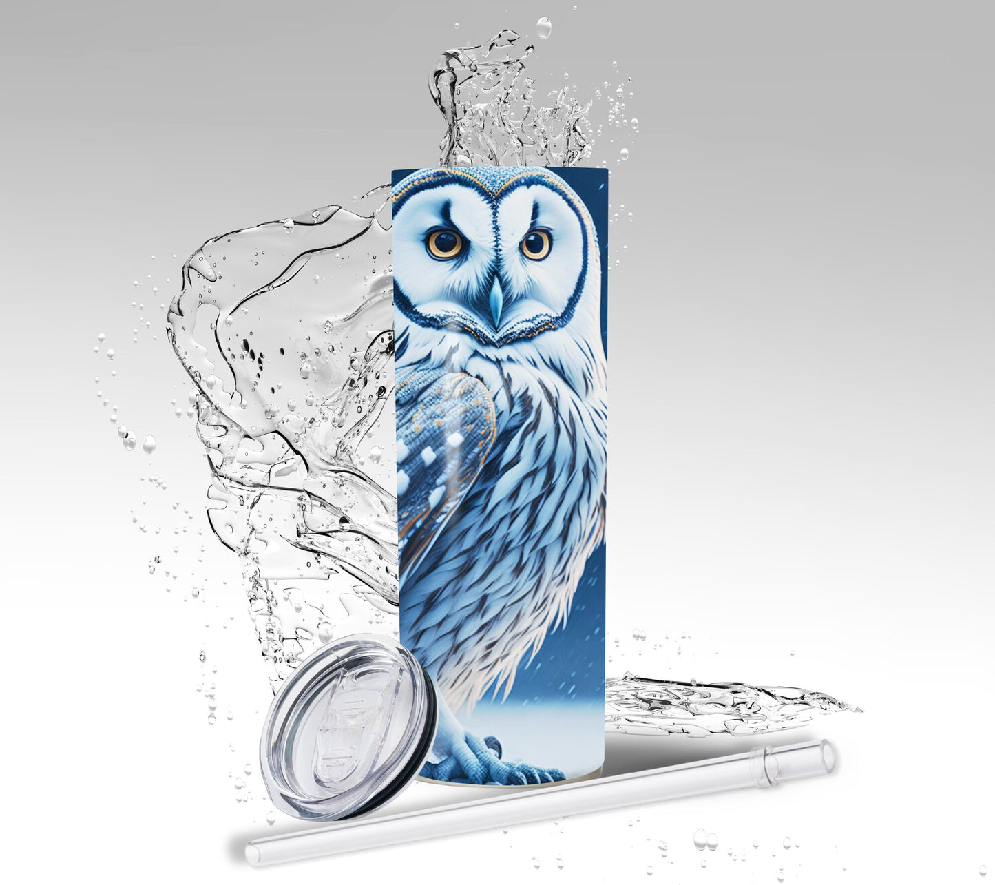 White Snow Owl, Sublimation Insulated Tumbler