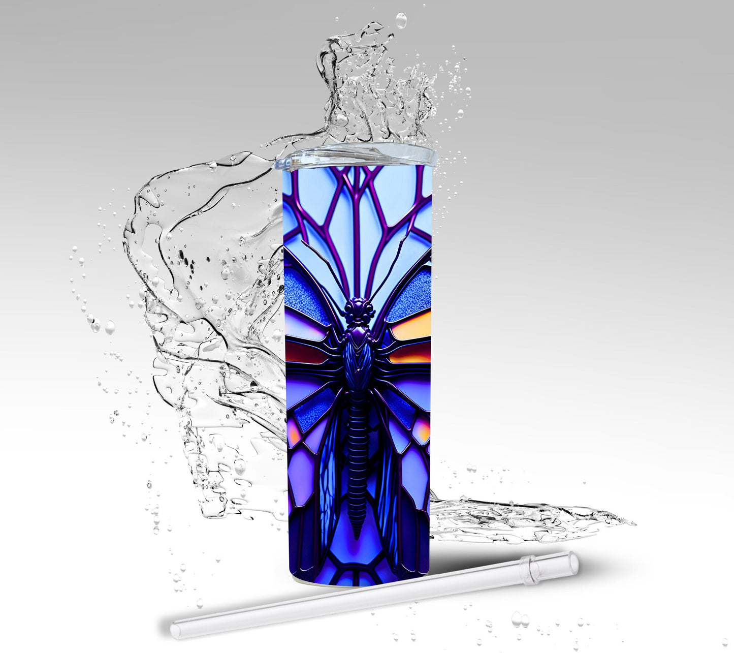 Stained Glass Butterfly, Sublimation Insulated Tumbler