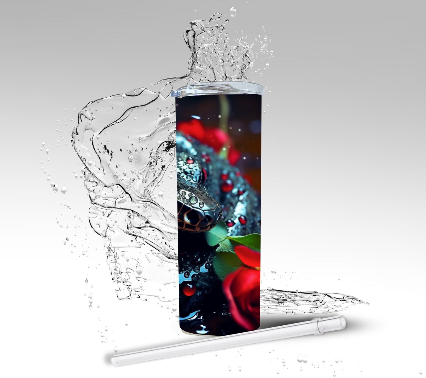 Red Roses Snake, Sublimation Insulated Tumbler