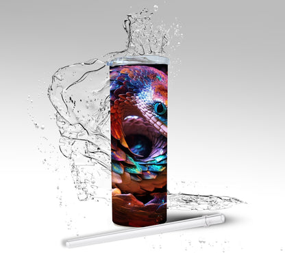 Rainbow Snake & Roses, Sublimated Custom Insulated Tumbler