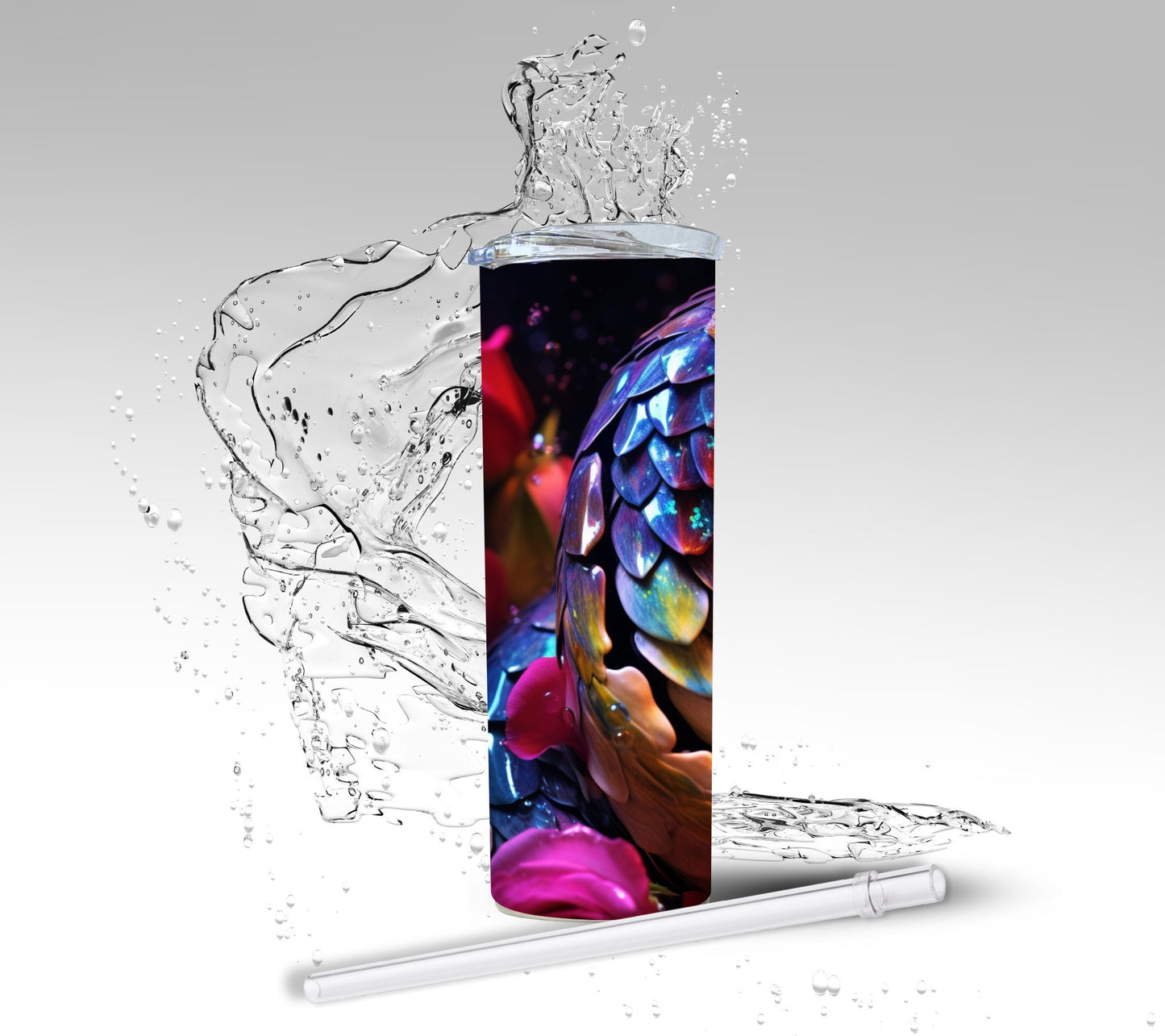 Rainbow Snake & Roses, Sublimated Custom Insulated Tumbler