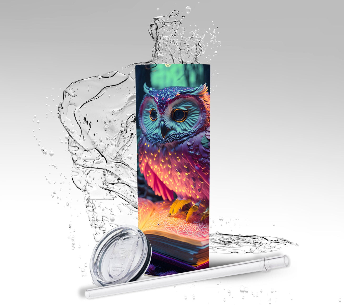 Forest Storybook Owl, Sublimation 20 oz Skinny Tumbler