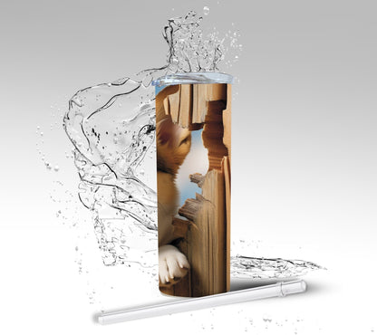 Corgi Dog Face, Sublimation 20 oz Skinny Tumbler