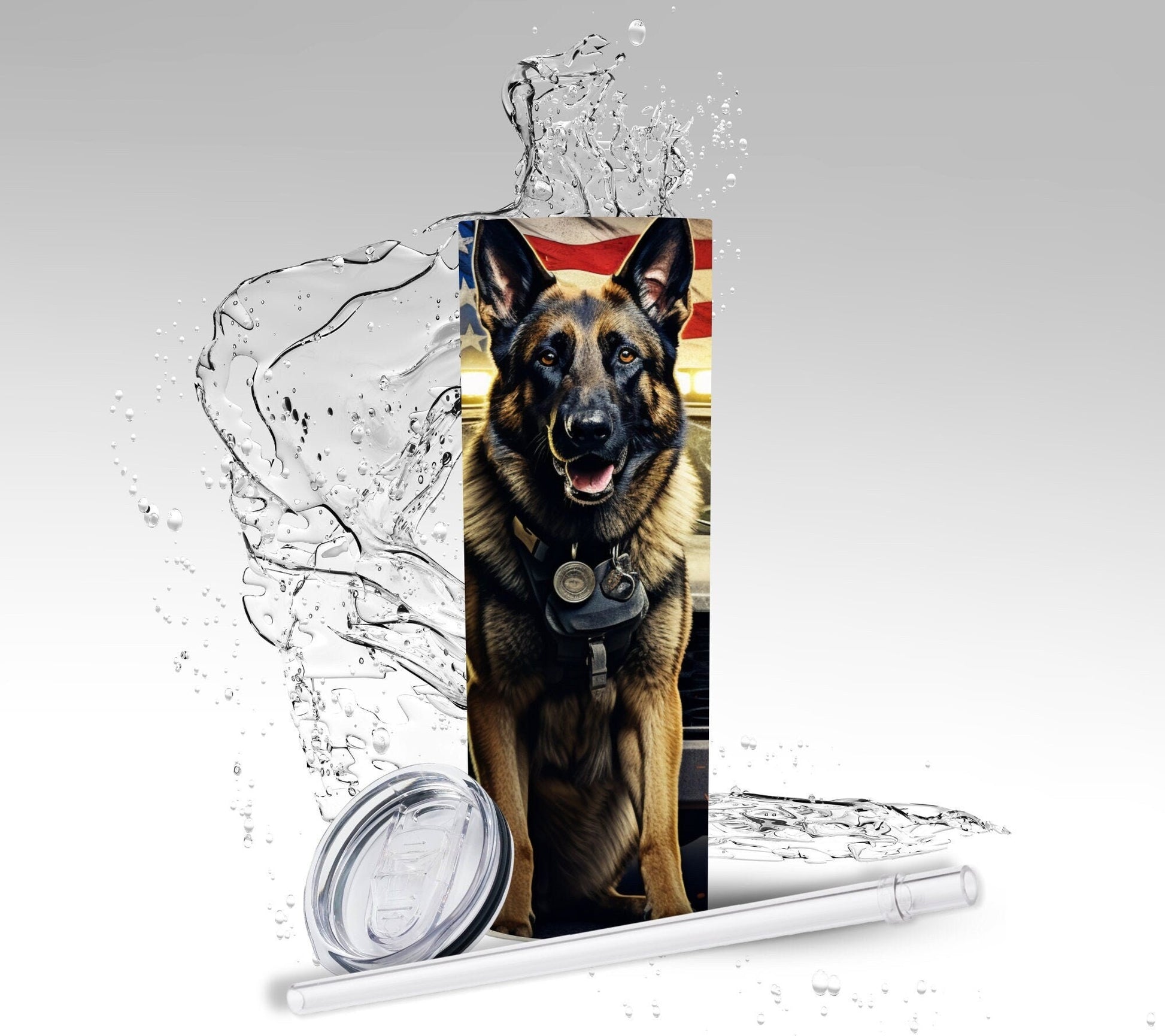 Law Enforcement K-9 Dog, Sublimation 20 oz Skinny Tumbler