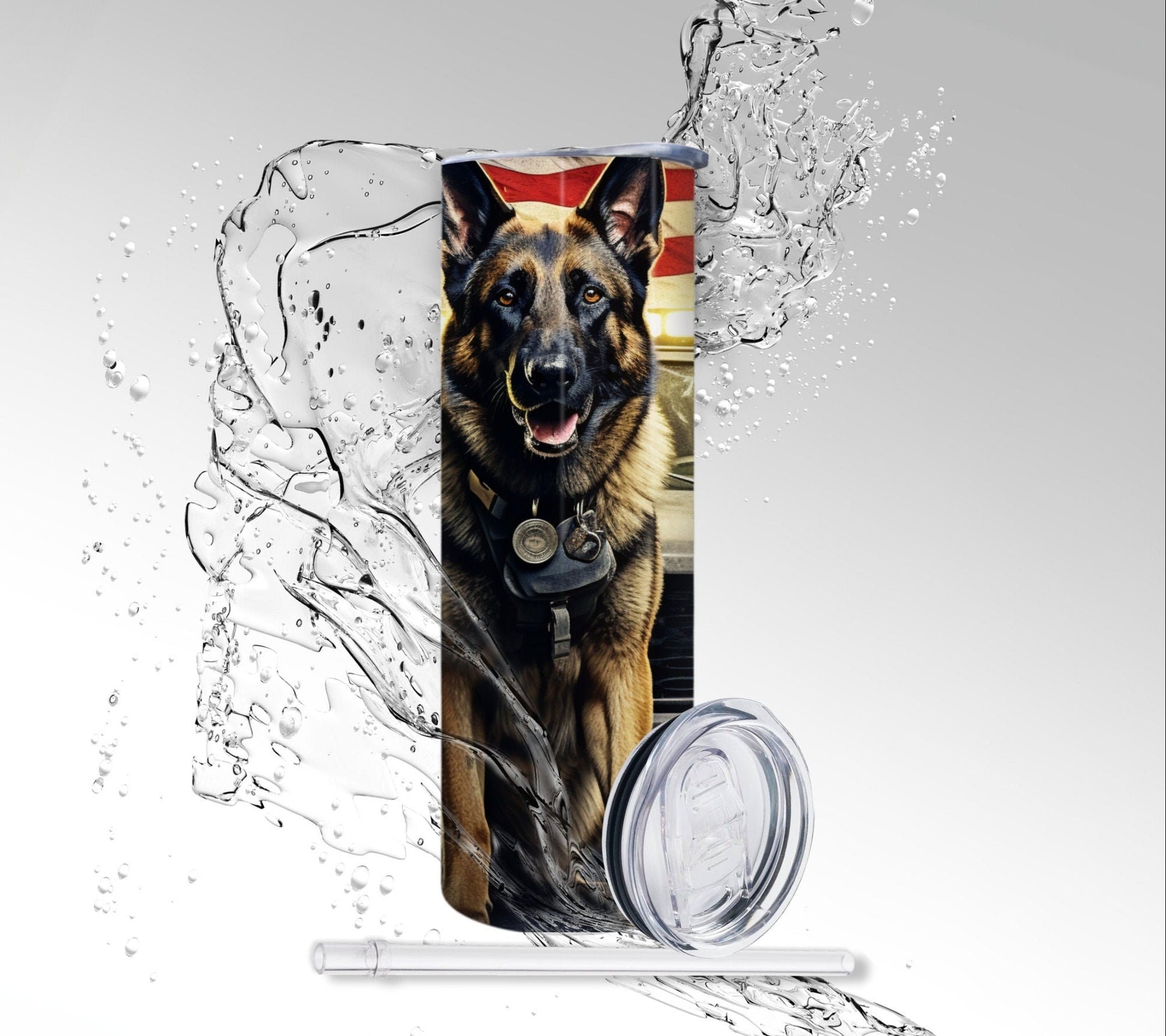 Law Enforcement K-9 Dog, Sublimation 20 oz Skinny Tumbler