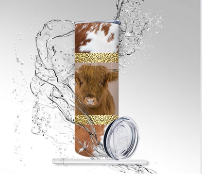 Highland Cow, Sublimated 20 oz Skinny Tumbler