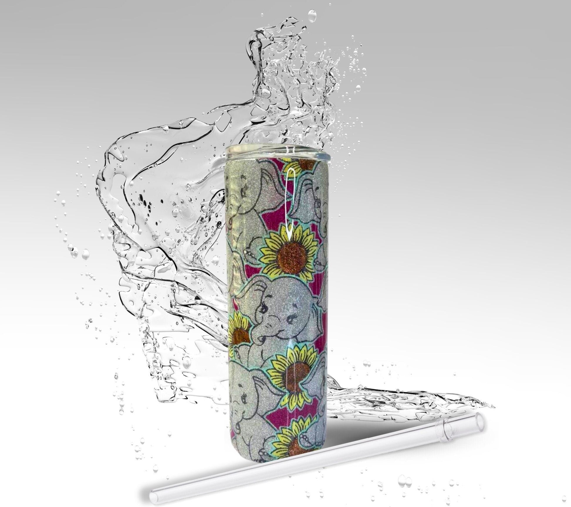 Elephant Sunflower, 20 oz Skinny Epoxy Tumbler