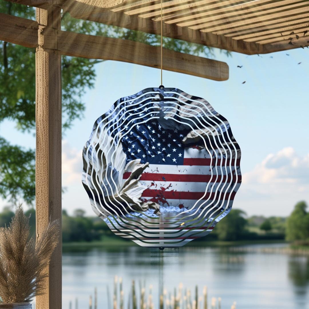 American Flag, 10 inch Garden Wind Spinner