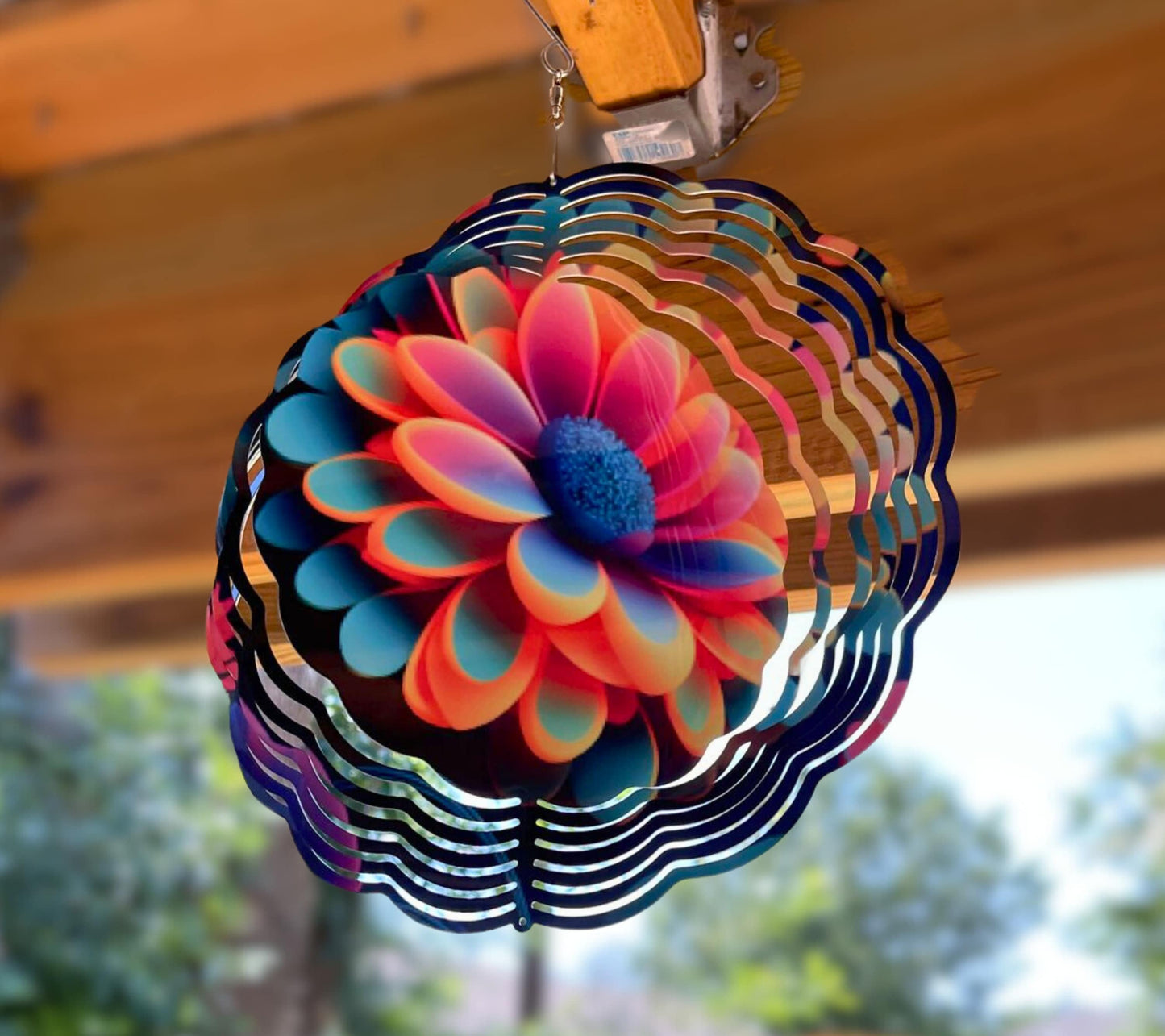 Wind Spinner: Huge Wild Flower, Indoor Outdoor 10in Metal Wind Spinner