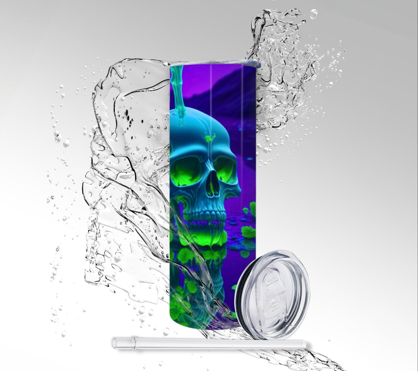 4 Leaf Clover Skulls, Sublimated 20 oz Skinny Tumbler