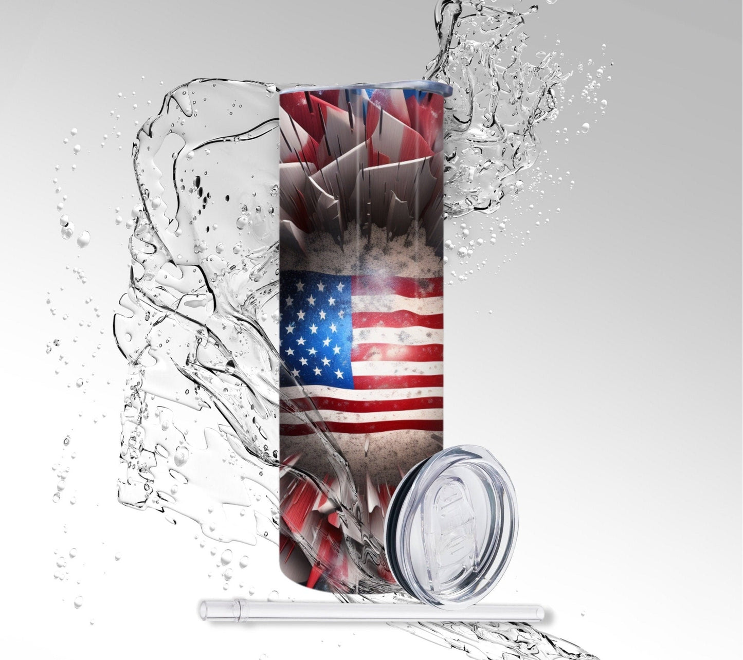 American Fireworks Explosion, Sublimated 20 oz Skinny Tumbler