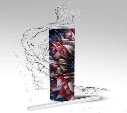 American Fireworks Explosion, Sublimated 20 oz Skinny Tumbler