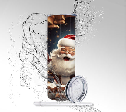 Holly Jolly Santa, Sublimated 20 oz Skinny Tumbler