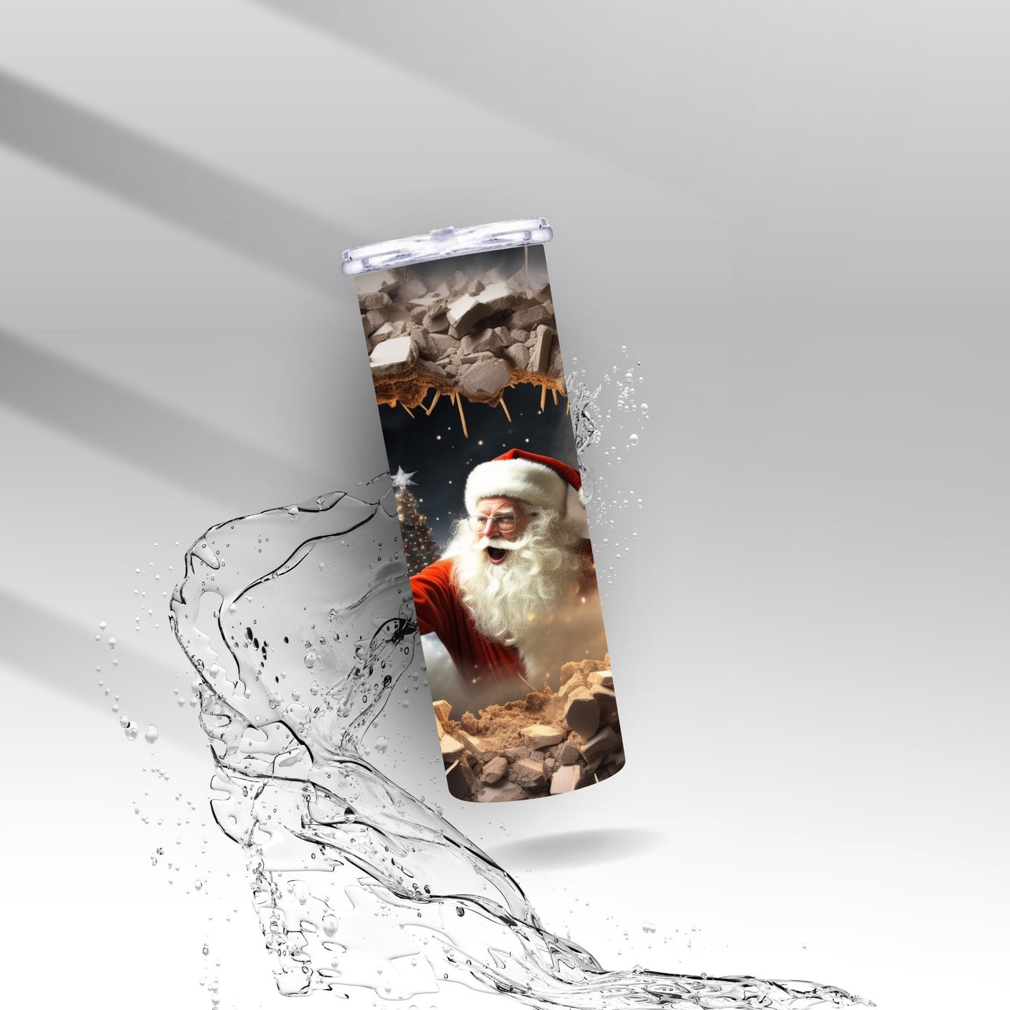 Santa Holiday Cheer, Cracked Wall, Sublimation Insulated Tumbler