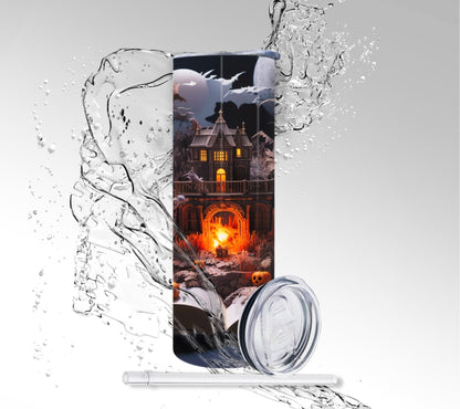 Haunted House Pop-up Book, Sublimated 20 oz Skinny Tumbler