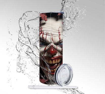 Horror Halloween Clown, Sublimated 20 oz Skinny Tumbler