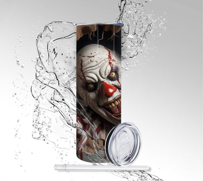 Scary Halloween Clown, Sublimated 20 oz Skinny Tumbler