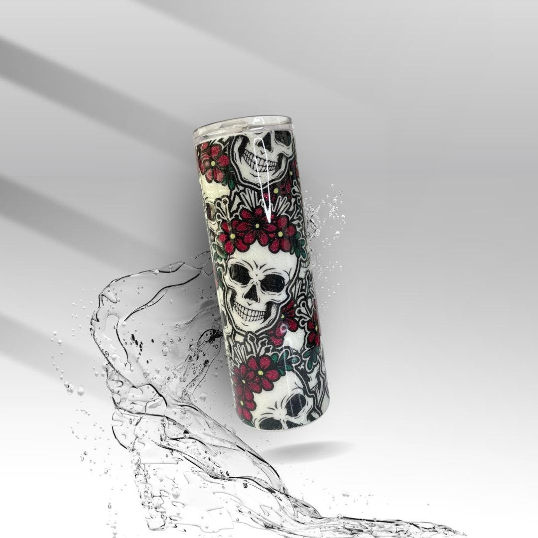 Reaper Skull, Glittered Epoxy Insulated Tumbler