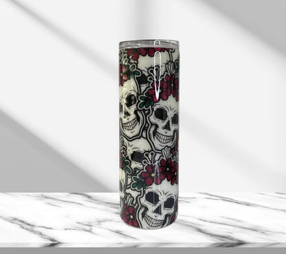 Reaper Skull, Glitter Epoxy 20 oz Skinny Tumbler