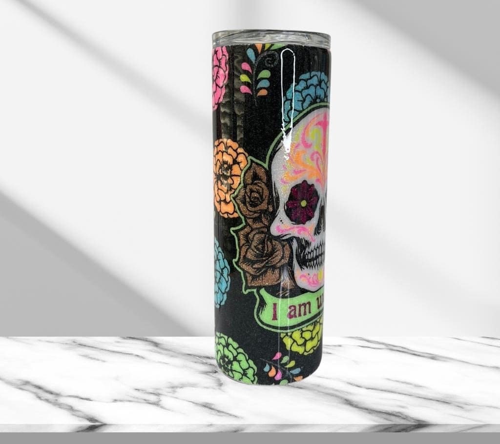 Day of the Dead, Glitter Epoxy 20 oz Skinny Tumbler