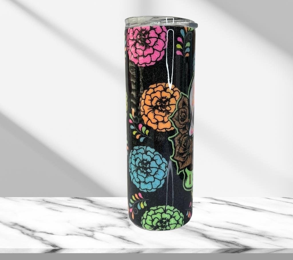 Day of the Dead, Glitter Epoxy 20 oz Skinny Tumbler