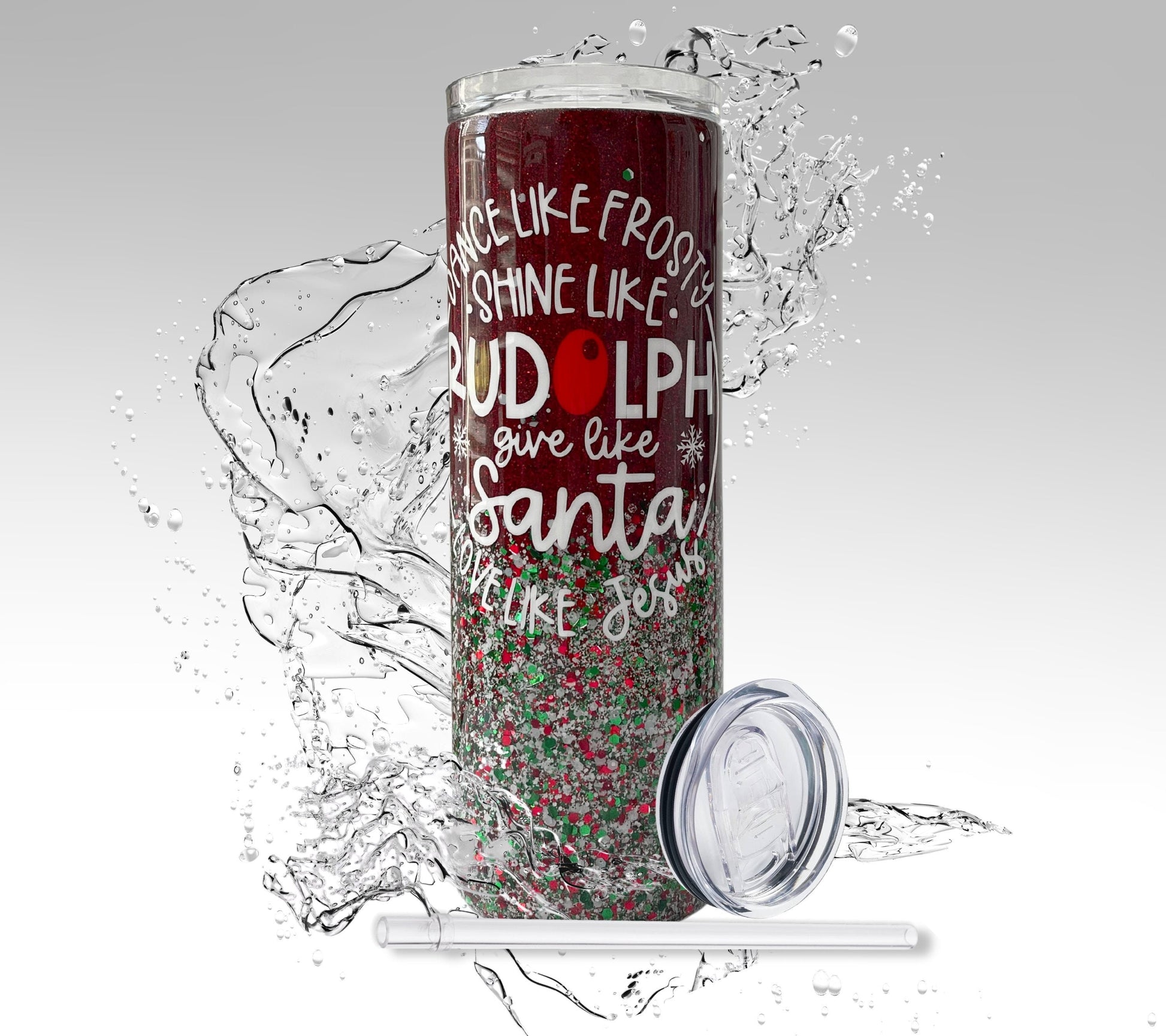 Dance Like Frosty, Glitter Epoxy 20 oz Skinny Tumbler